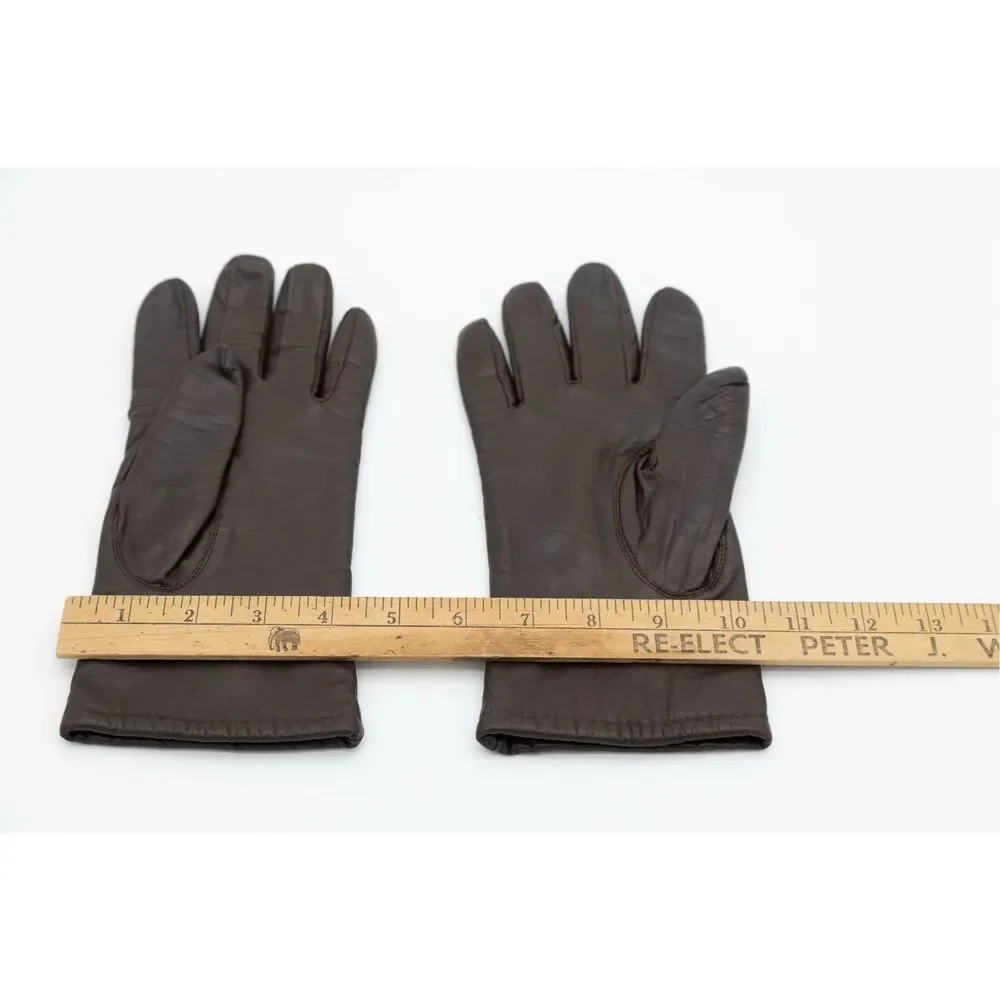 Vintage Brown‎ Leather Gloves Thinsulate Lined Women’s Medium 1980s 90s Winter